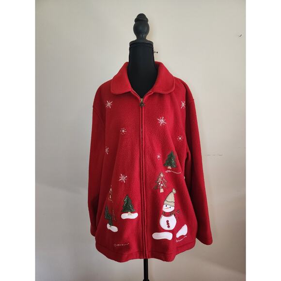 Alfred Dunner Christmas Fleece Jacket Women's Size Large - Picture 1 of 8